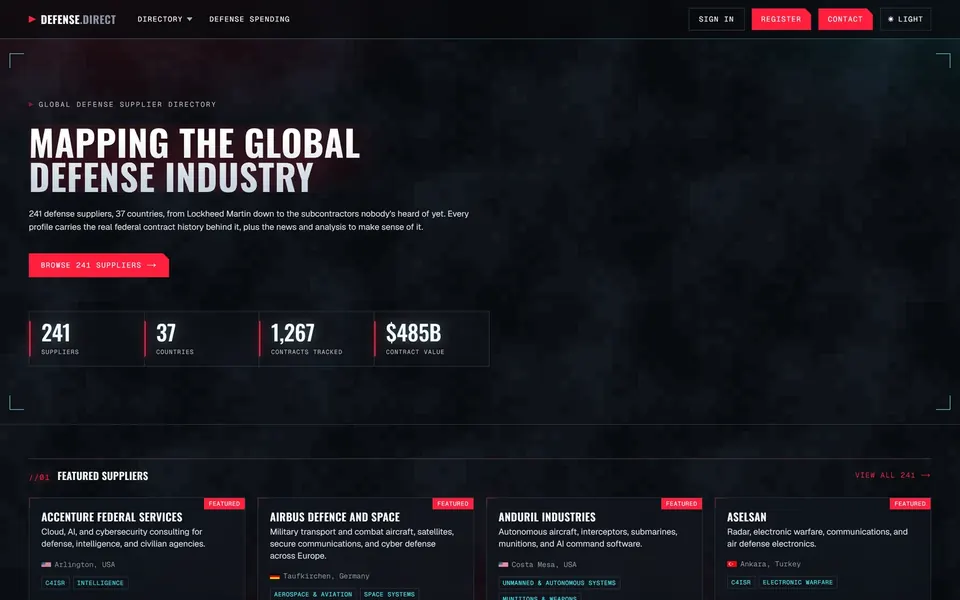 Defense.Direct supplier intelligence homepage